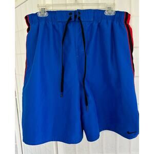Vintage Nike Men’s Blue‎ Athletic Shorts Red Stripe Swoosh Drawstring Size XL